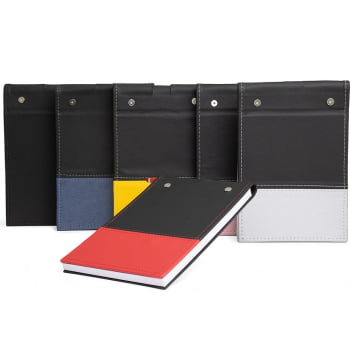 Bloco de Anotações Personalizado Couro Sintético com Porta Caneta X14911 Brinde Personalizado