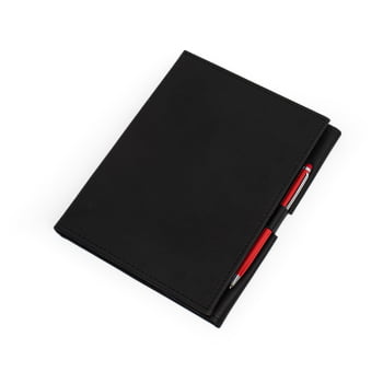 Bloco de Anotações Personalizado Couro Sintético com Porta Caneta X15178 Brinde Personalizado