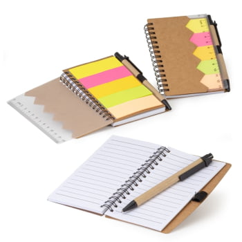 Bloco de Anotações Personalizado Kraft com Caneta de Papelão X05065 Brinde Personalizado