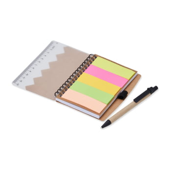 Bloco de Anotações Personalizado Kraft com Caneta de Papelão X05065 Brinde Personalizado
