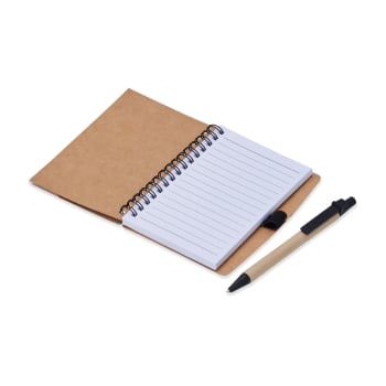 Bloco de Anotações Personalizado Kraft com Caneta de Papelão X05065 Brinde Personalizado