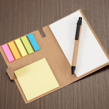 Bloco de Anotações Personalizado Kraft com Cinco Blocos Coloridos X11911S Brinde Personalizado