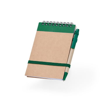 Bloco de Anotações Personalizado Kraft Wire-O com Caneta Sustentável X05064 Brinde Personalizado