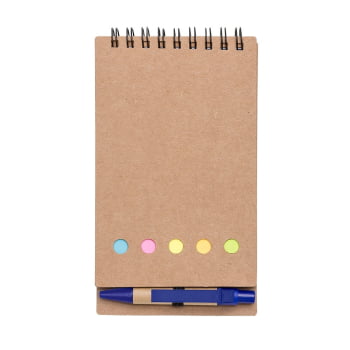 Bloco de Anotações Personalizado Kraft Wire-O com Mini Caneta X12244B Brinde Personalizado