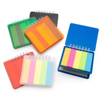 Bloco de Anotações Personalizado Plástico com Cinco Blocos Coloridos X18557 Brindes Personalizados
