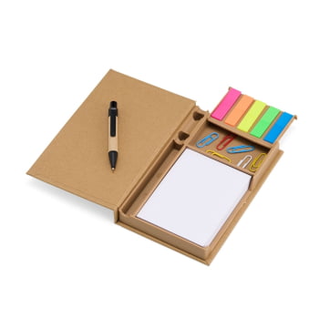 Kit Bloco de Anotações Personalizado Kraft Wire-O com Mini Caneta X06106 Brinde Personalizado