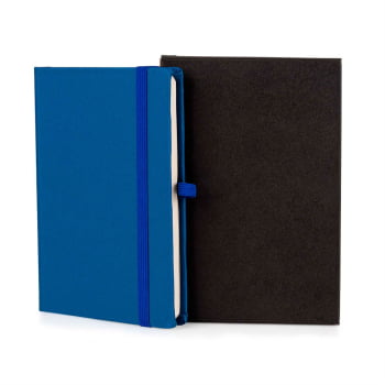 Caderneta Personalizada Azul 80 Folhas Brindes Personalizados
