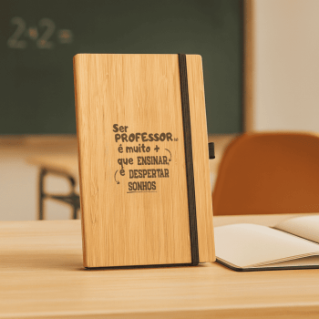Brinde Presente Dia dos Professores Personalizado Caderno Personalizado Moleskine Capa Bambu Sustentável MSP93583