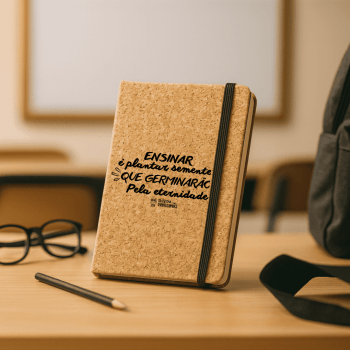 Brinde Presente Dia dos Professores Personalizado Caderno Personalizado Moleskine Cortiça Papel Sustentável MSP53808