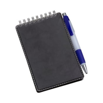 Caderneta de Anotações Personalizada Couro Ecológico Preta LU234L Brindes Personalizados