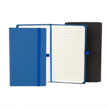 Caderneta Personalizada Azul 80 Folhas Brindes Personalizados
