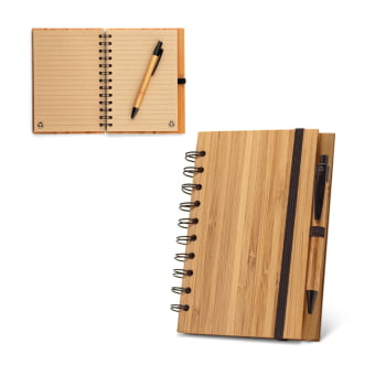 Caderno Personalizado Capa Bambu Sustentável MSP93485 Brindes Personalizados