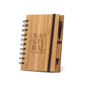 Caderno Personalizado Capa Bambu Sustentável MSP93485 Brindes Personalizados