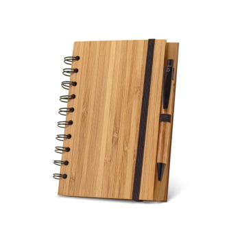 Caderno Personalizado Capa Bambu Sustentável MSP93485 Brindes Personalizados