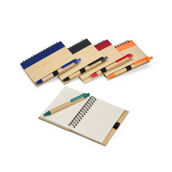 Caderno Personalizado Casca de Bambu com Caneta X18937 Brindes Personalizados