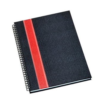 Caderno Personalizado Grafite com Faixa Vermelha LU308L Brinde Personalizado
