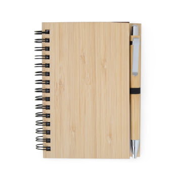 Caderno Personalizado Tipo Moleskine Bambu com Caneta X05134 Brindes Personalizados