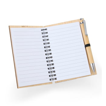 Caderno Personalizado Tipo Moleskine Bambu com Caneta X05134 Brindes Personalizados