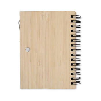 Caderno Personalizado Tipo Moleskine Bambu com Caneta X05134 Brindes Personalizados