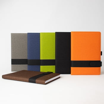 Caderno Personalizado Tipo Moleskine Linho Porta Caneta X06102 Brinde Personalizado