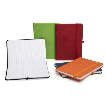 Caderno Personalizado Tipo Moleskine Linho Porta Caneta X06104 Brindes Personalizados