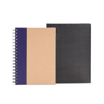 Caderno Personalizado Wire-O Bege/Azul SMLE-30643 Brinde Personalizado