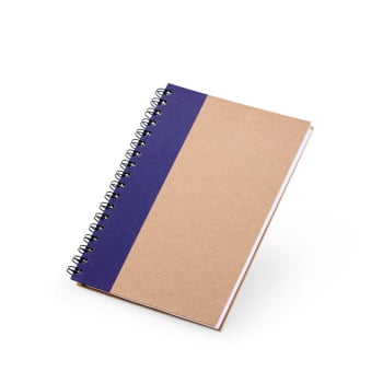 Caderno Personalizado Wire-O Bege/Azul SMLE-30643 Brinde Personalizado