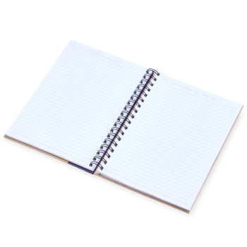Caderno Personalizado Wire-O Bege/Azul SMLE-30643 Brinde Personalizado