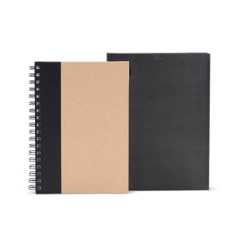 Caderno Personalizado Wire-O Bege/Preto SMLE-30641 Brindes Personalizados