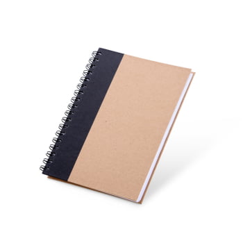 Caderno Personalizado Wire-O Bege/Preto SMLE-30641 Brindes Personalizados