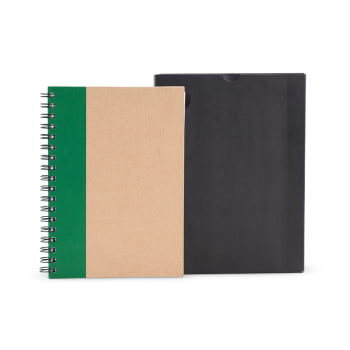 Caderno Personalizado Wire-O Bege/Verde SMLE-30645 Brinde Personalizado