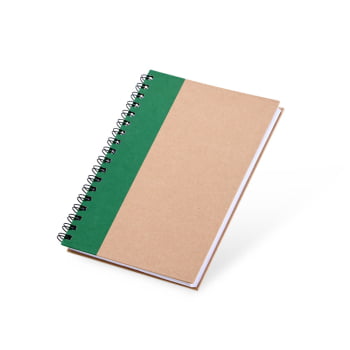 Caderno Personalizado Wire-O Bege/Verde SMLE-30645 Brinde Personalizado