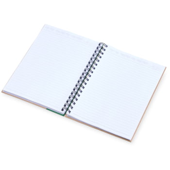 Caderno Personalizado Wire-O Bege/Verde SMLE-30645 Brinde Personalizado