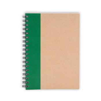 Caderno Personalizado Wire-O Bege/Verde SMLE-30645 Brinde Personalizado