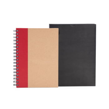 Caderno Personalizado Wire-O Bege/Vermelho SMLE-30644 Brindes Personalizados