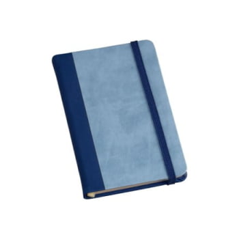 Moleskine Personalizado Couro Sintético Azul Sem Pauta LULG3706 Brinde Personalizado