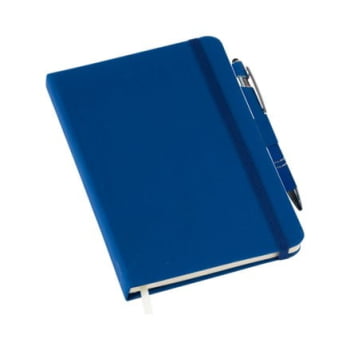 Moleskine Personalizado Couro Sintético Azul Sem Pauta LULG3781 Brindes Personalizados