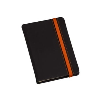 Moleskine Personalizado Couro Sintético Laranja Com Pauta LULG3701 Brindes Personalizados