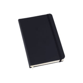 Moleskine Personalizado Couro Sintético Preto Com Pauta LULG3688 Brinde Personalizado