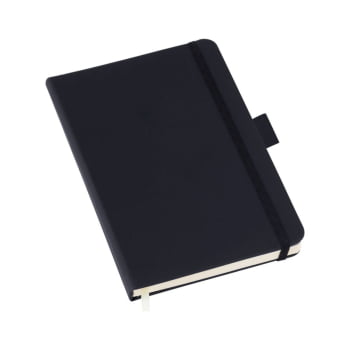 Moleskine Personalizado Couro Sintético Preto Com Pauta LULG3782 Brindes Personalizados