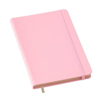 Moleskine Personalizado Couro Sintético Rosa Com Pauta LULG3660 Brinde Personalizado