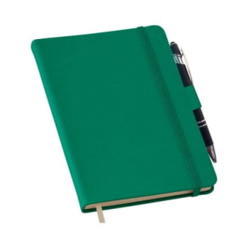 Moleskine Personalizado Couro Sintético Verde Com Pauta LULG3791 Brinde Personalizado
