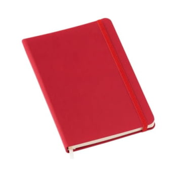 Moleskine Personalizado Couro Sintético Vermelho Com Pauta LULG3584 Brinde Personalizado