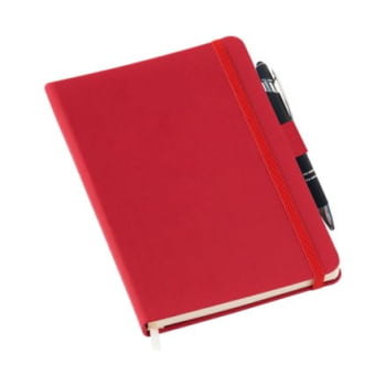 Moleskine Personalizado Couro Sintético Vermelho Sem Pauta LULG3788 Brinde Personalizado