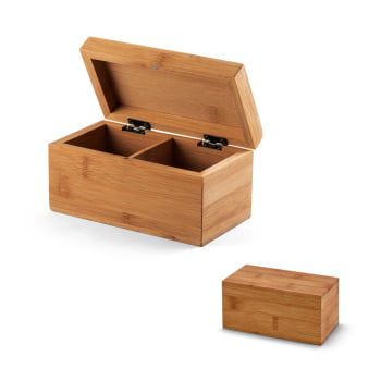 Caixa de Chá Personalizada Bambu 2 Compartimentos SP93977 Brinde Personalizado