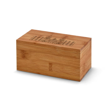 Caixa de Chá Personalizada Bambu 2 Compartimentos SP93977 Brinde Personalizado