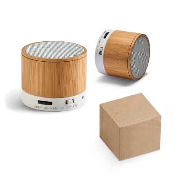 Caixa de Som Personalizada Bambu SP57256 Sustentável Bluetooth Brindes Personalizados