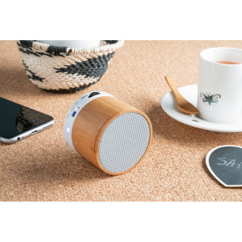 Caixa de Som Personalizada Bambu SP57256 Sustentável Bluetooth Brindes Personalizados