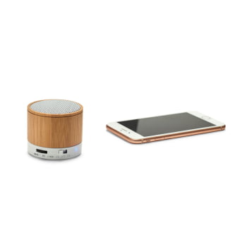 Caixa de Som Personalizada Bambu SP57256 Sustentável Bluetooth Brindes Personalizados