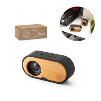 Caixa de Som Personalizada Bambu SP97095 Sustentável Bluetooth Brindes Personalizados